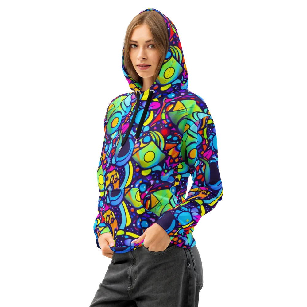 Neon Graffscape on Cotton Hoodie — Left Front