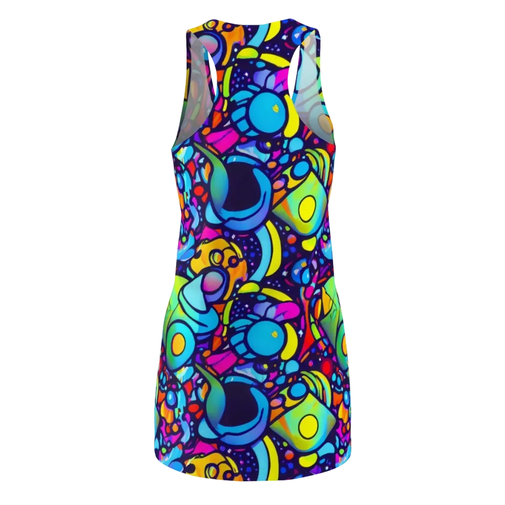 Neon Graffscape on Racerback Dress — Back