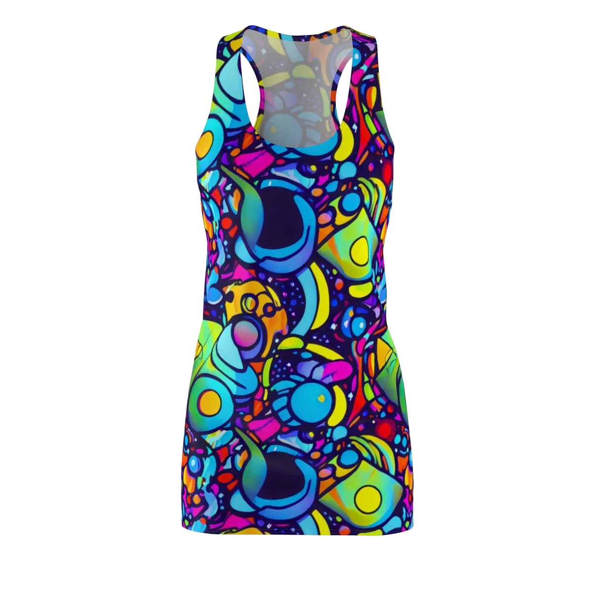 Neon Graffscape on Racerback Dress — Front