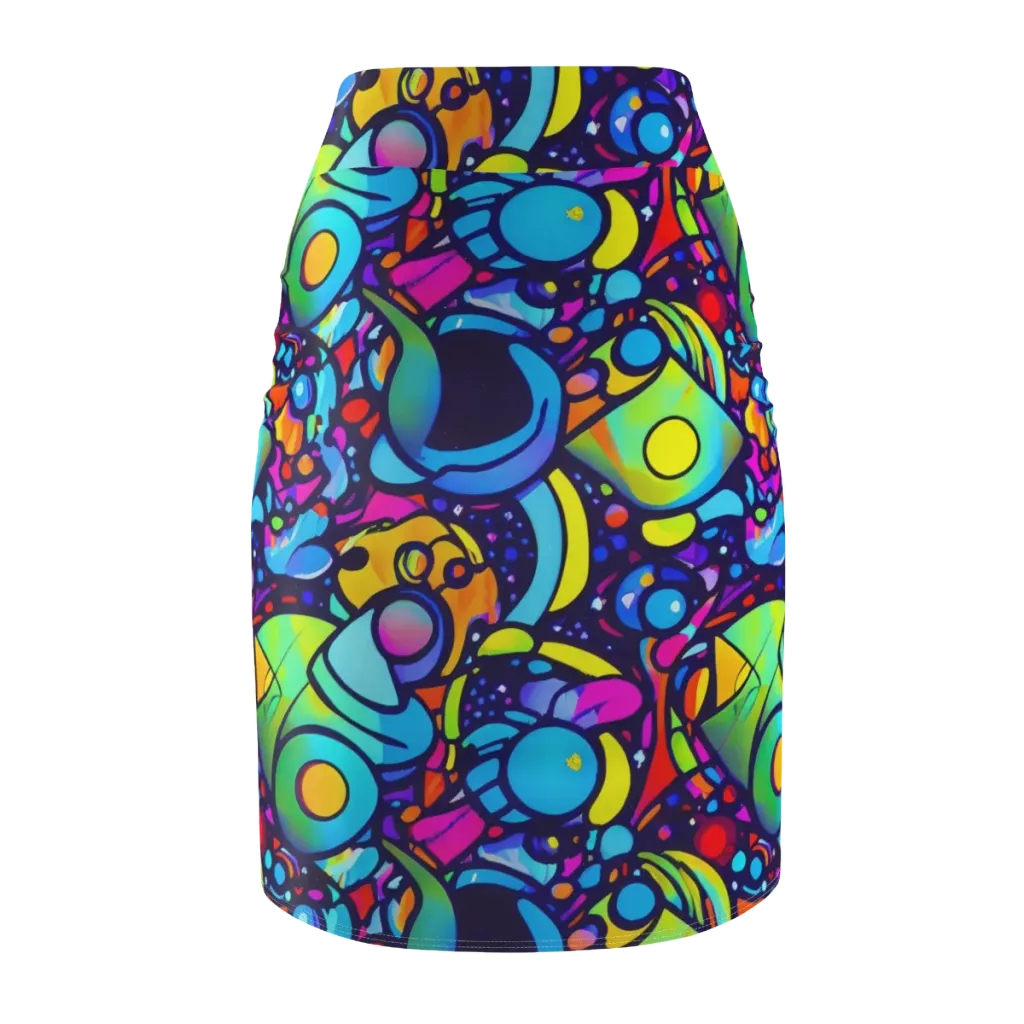 Neon Graffscape on Pencil Skirt — Back
