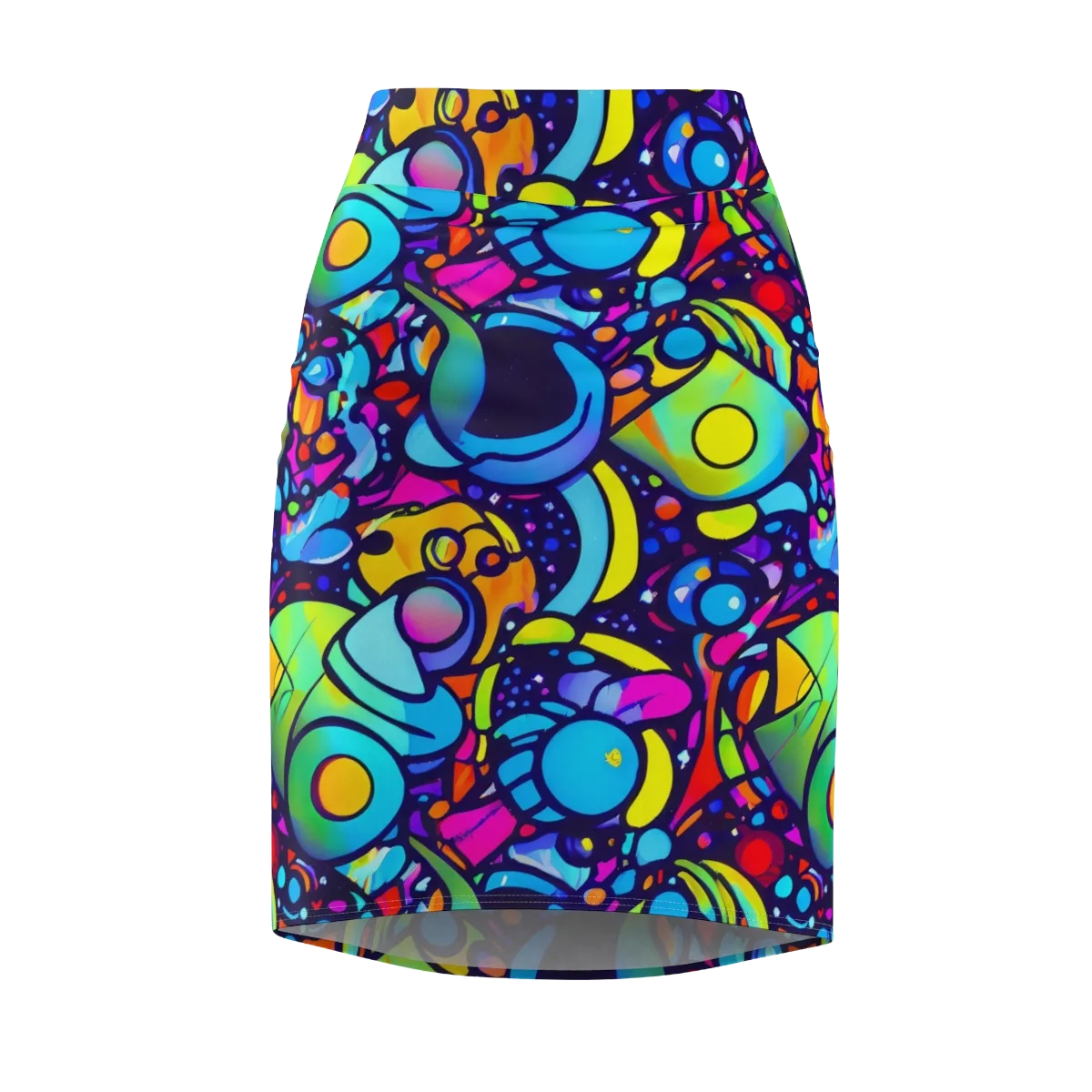 Neon Graffscape on Pencil Skirt — Front