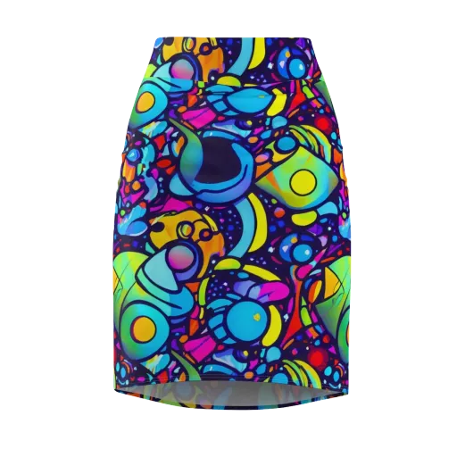 Neon Graffscape on a Pencil Skirt