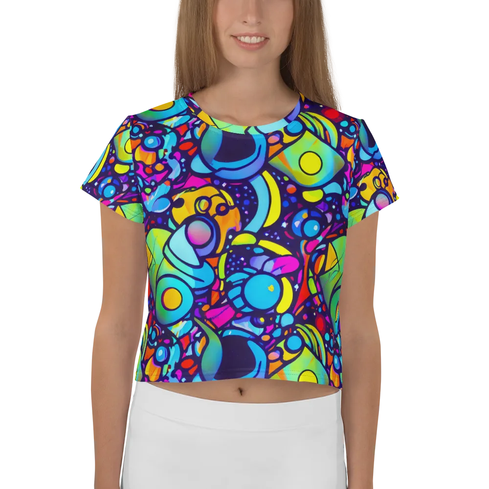 Neon Graffscape on Crop Tee — Front