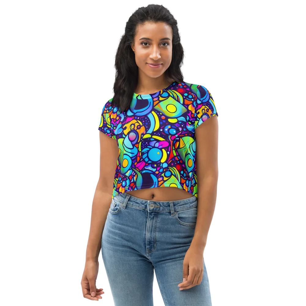 Neon Graffscape on Crop Tee — Front