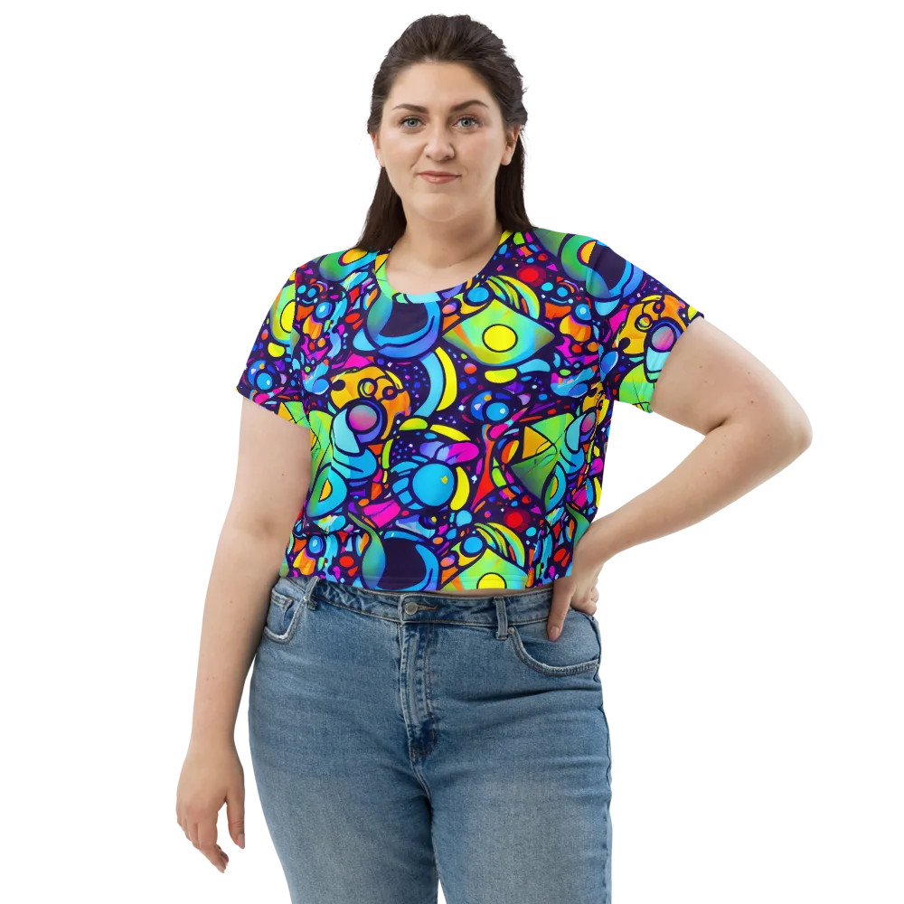 Neon Graffscape on Crop Tee — Front