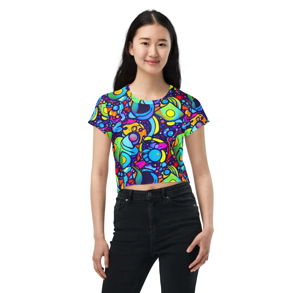 Neon Graffscape on Crop Tee — Front