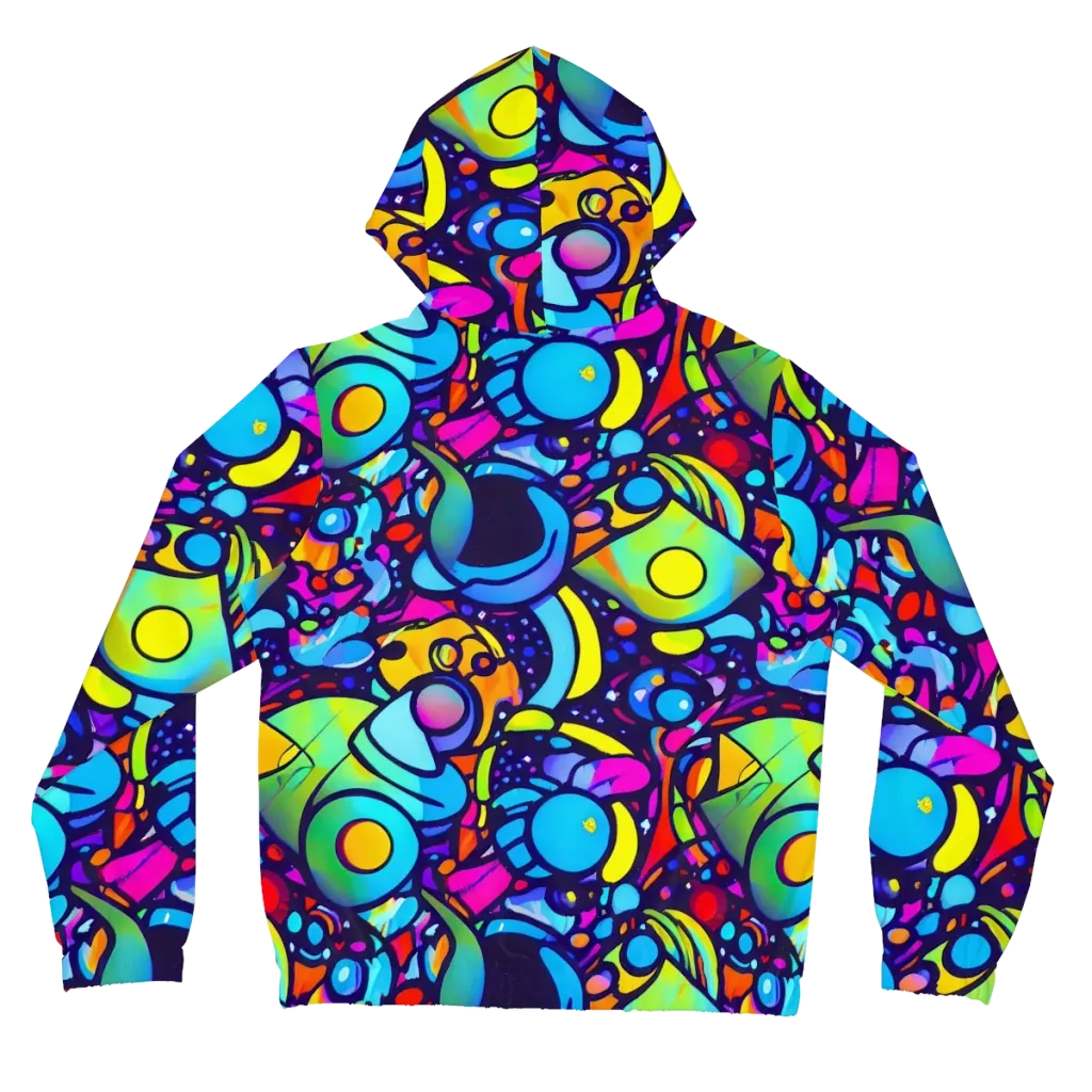 Neon Graffscape on Women's Full-Zip Hoodie — Back