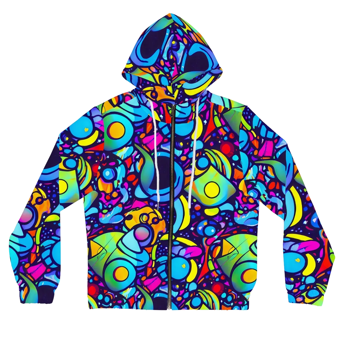 Neon Graffscape on Women's Full-Zip Hoodie — Front