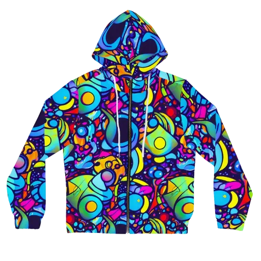 Neon Graffscape on a Women's Full-Zip Hoodie