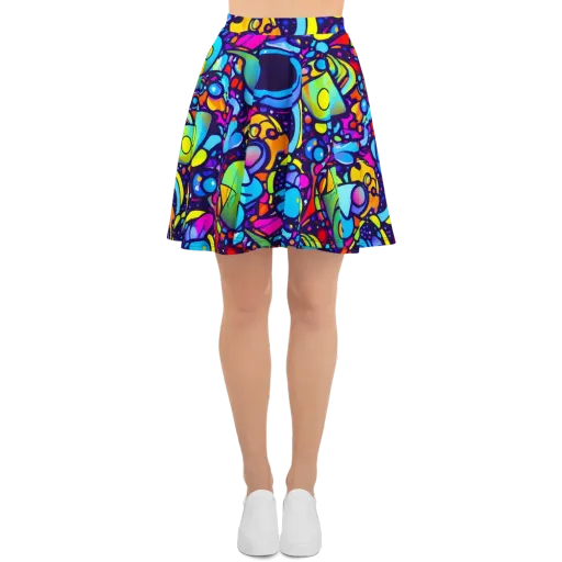 Neon Graffscape on a Skater Skirt