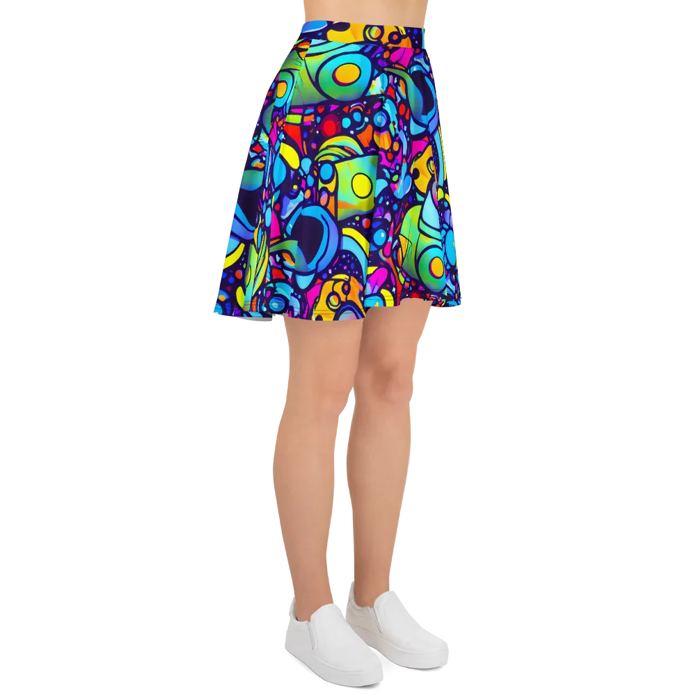 Neon Graffscape on Skater Skirt — Right