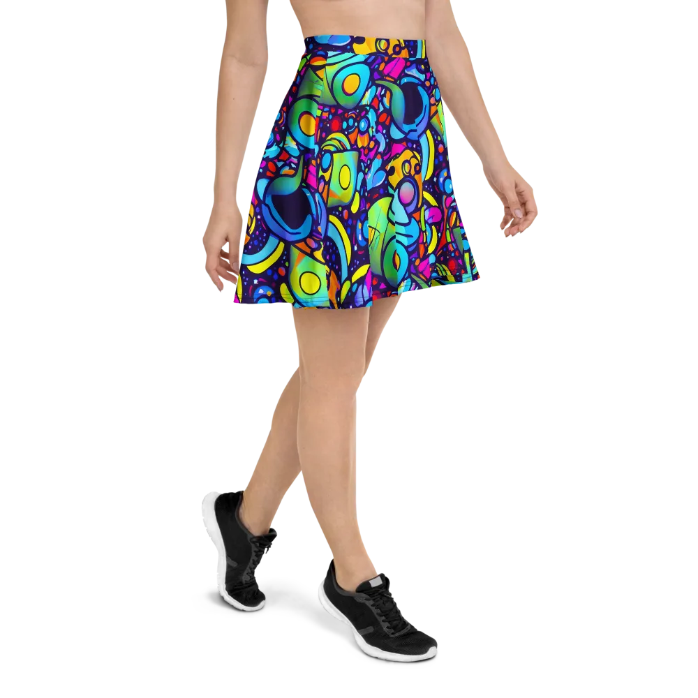 Neon Graffscape on Skater Skirt — Right
