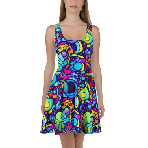 Neon Graffscape on a Skater Dress