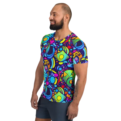 Neon Graffscape on a Men's Athletic T-Shirt