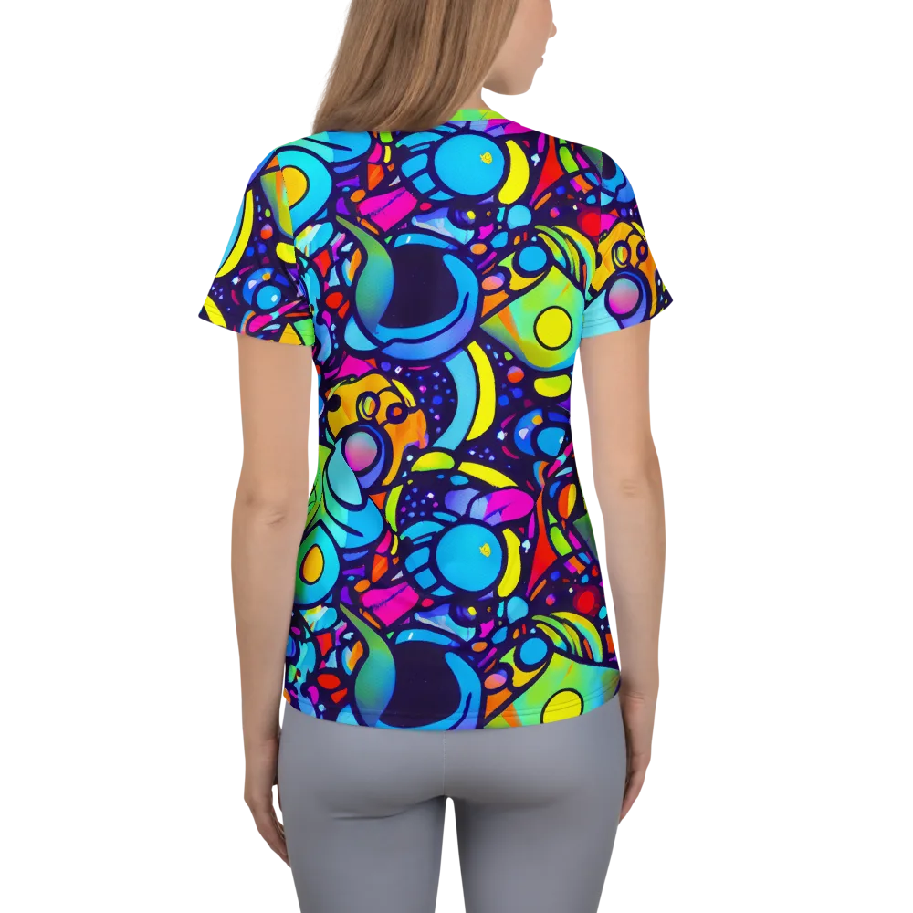 Neon Graffscape on Women's Athletic T-Shirt — Back