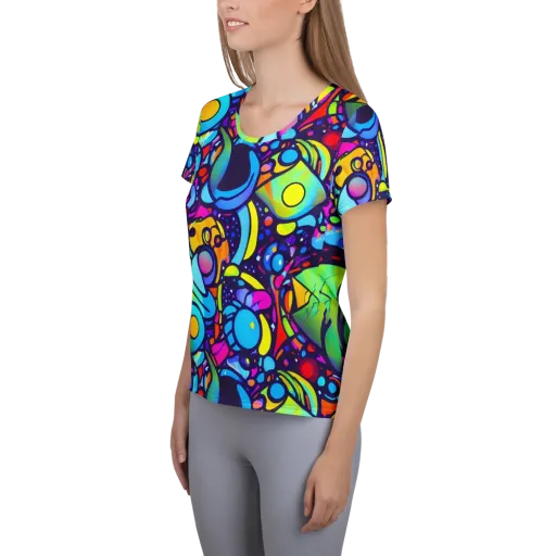 Neon Graffscape on a Women's Athletic T-Shirt