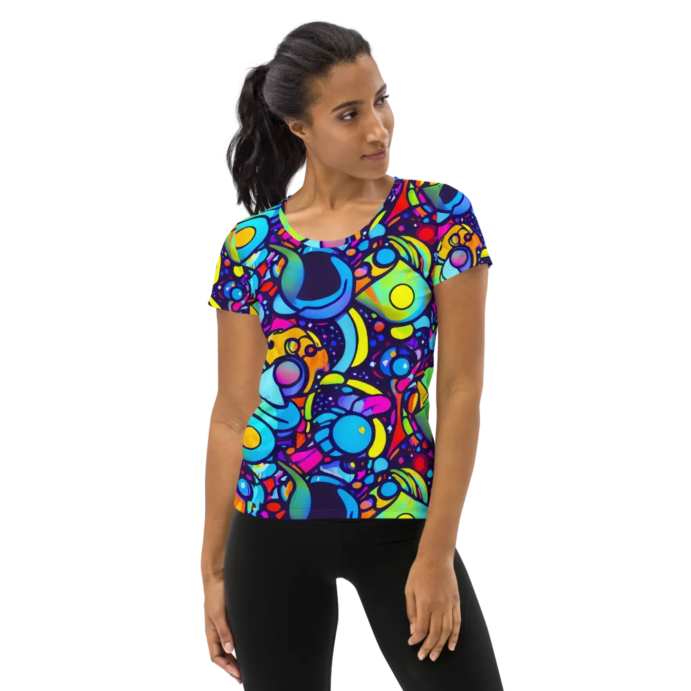 Neon Graffscape on Women's Athletic T-Shirt — Front
