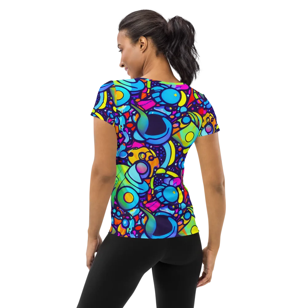 Neon Graffscape on Women's Athletic T-Shirt — Back