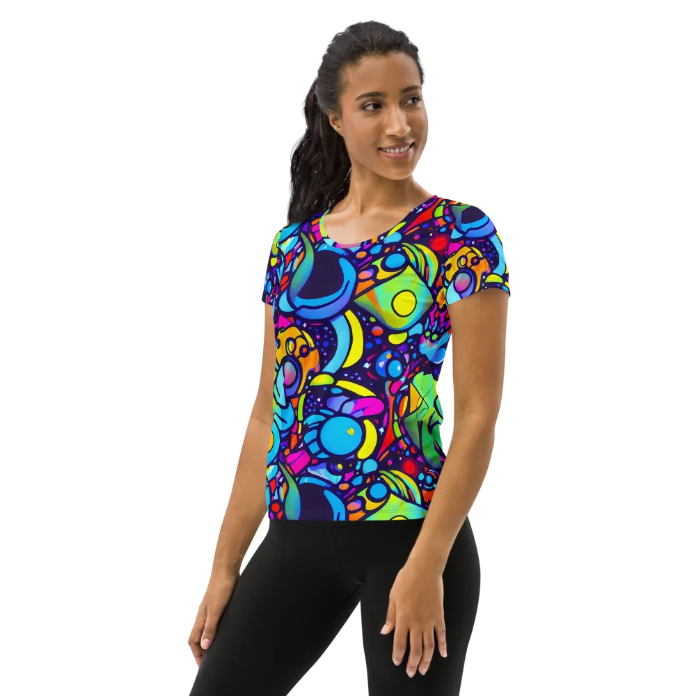 Neon Graffscape on Women's Athletic T-Shirt — Left
