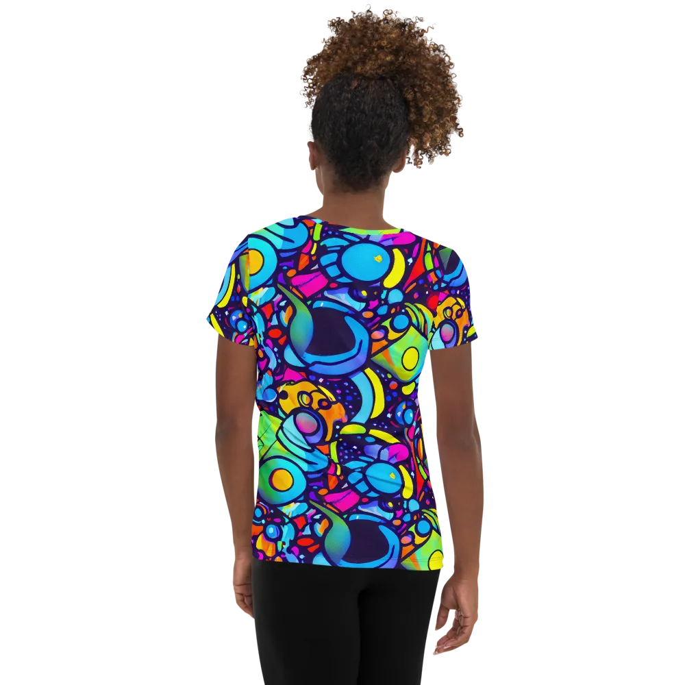 Neon Graffscape on Women's Athletic T-Shirt — Back