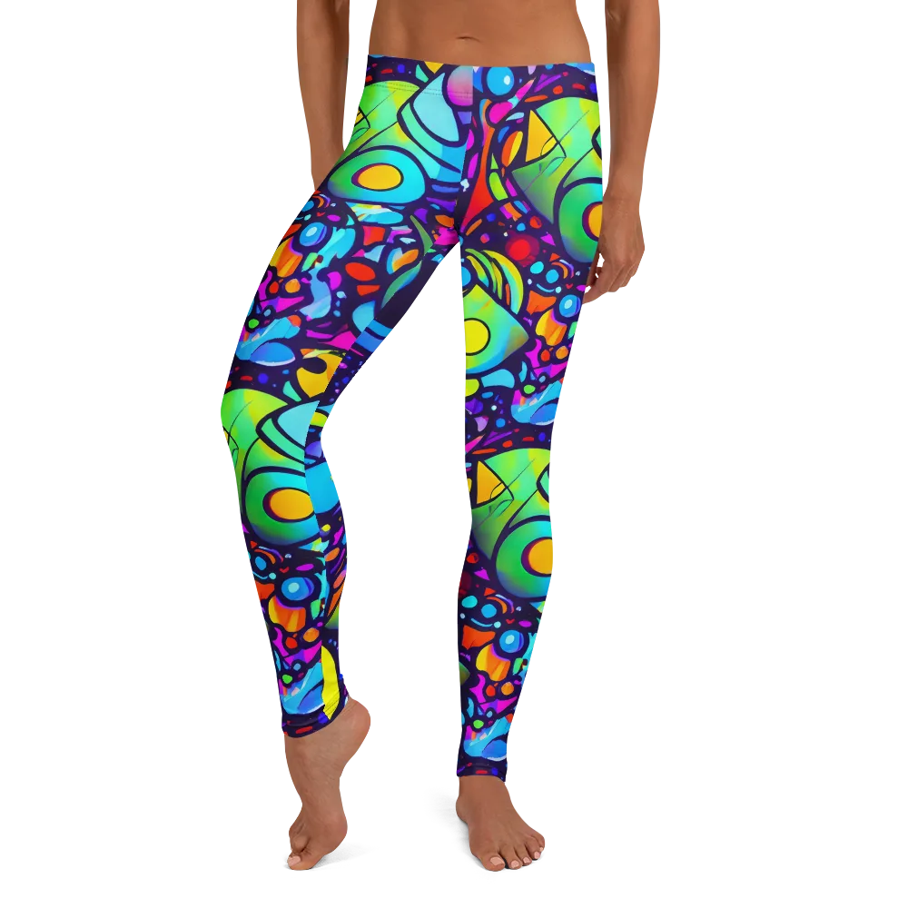 Neon Graffscape on Leggings — Front