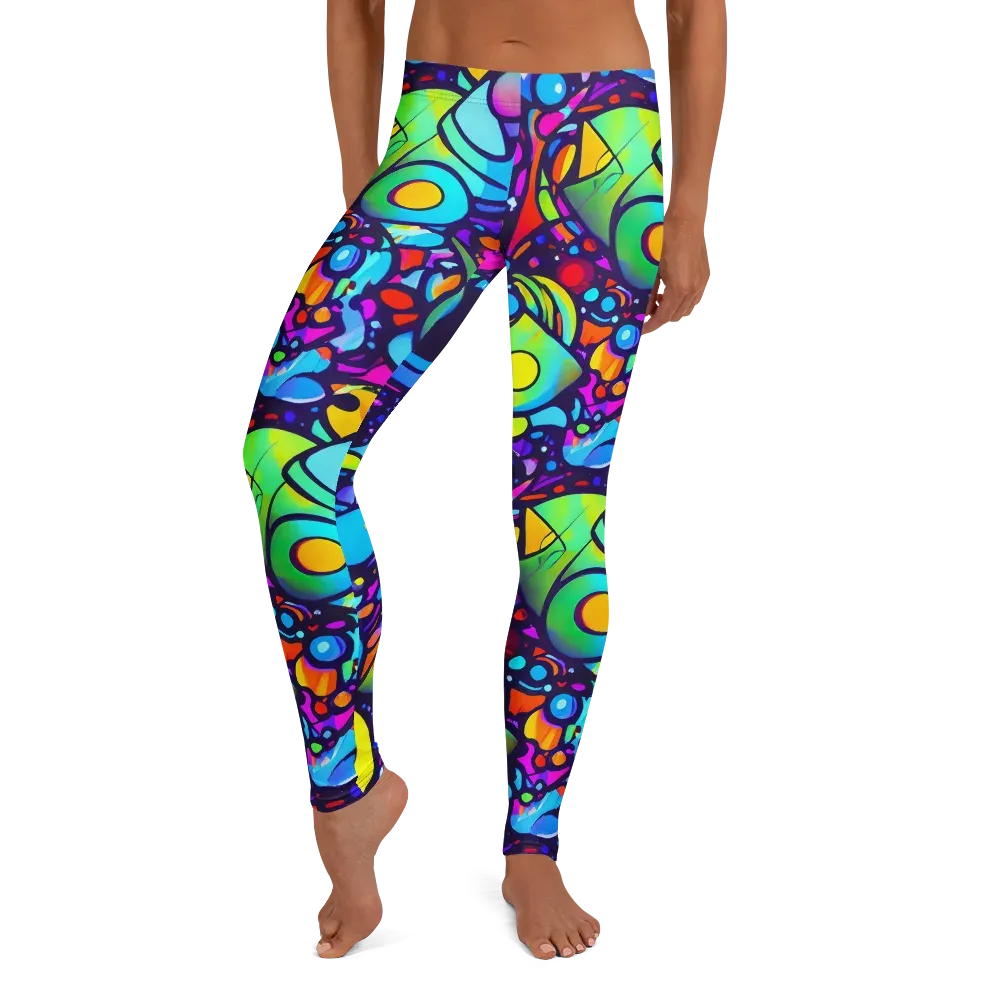 Neon Graffscape on Leggings — Front