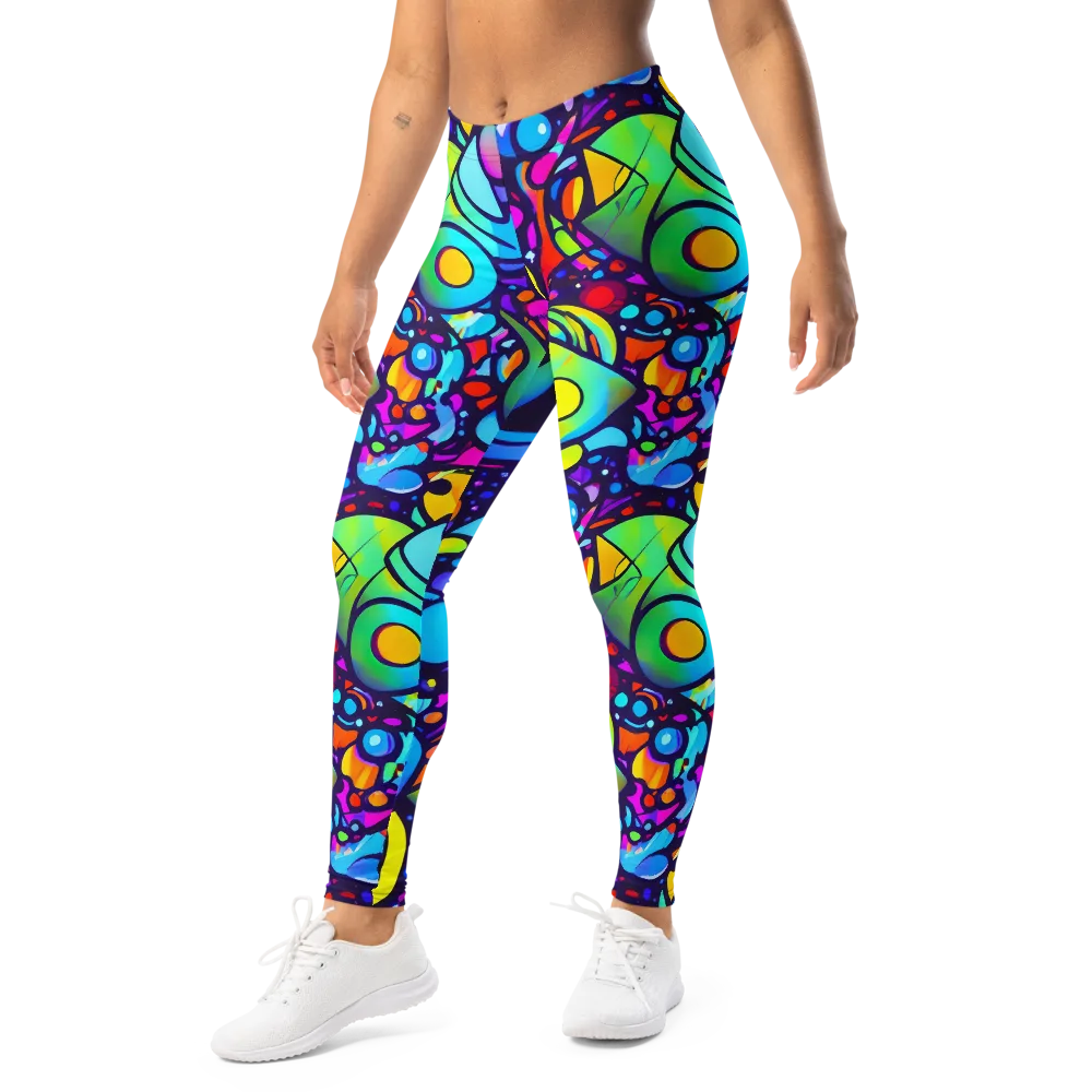 Neon Graffscape on Leggings — Left Front