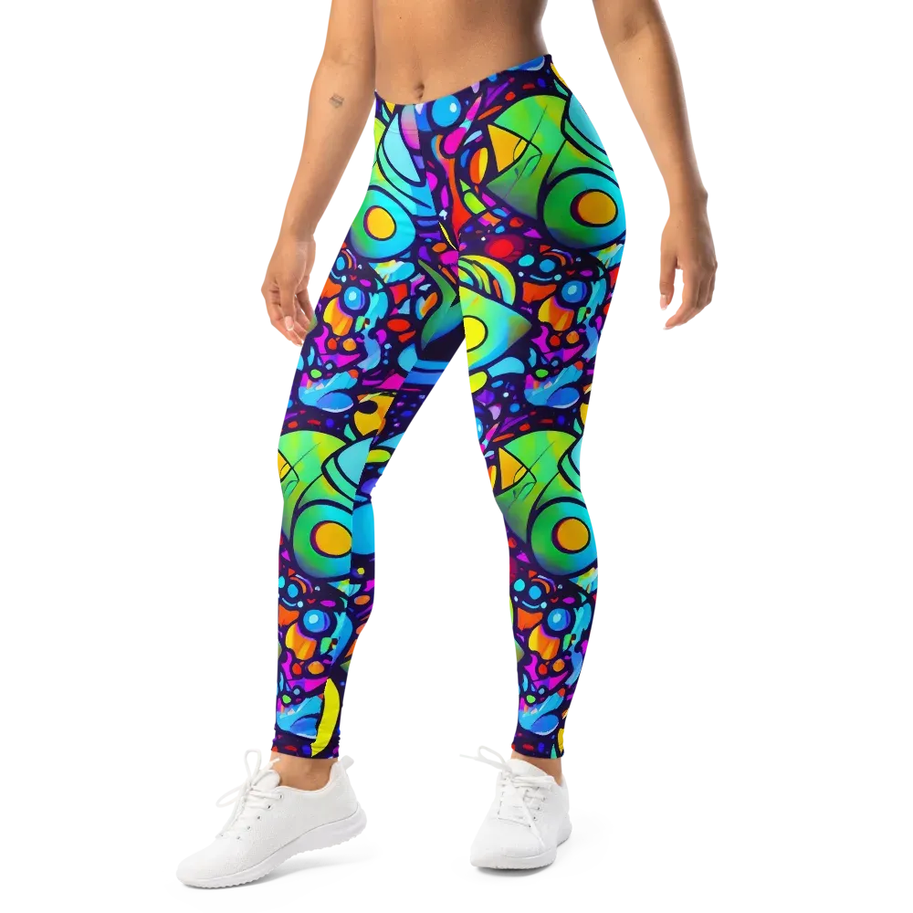 Neon Graffscape on Leggings — Left Front