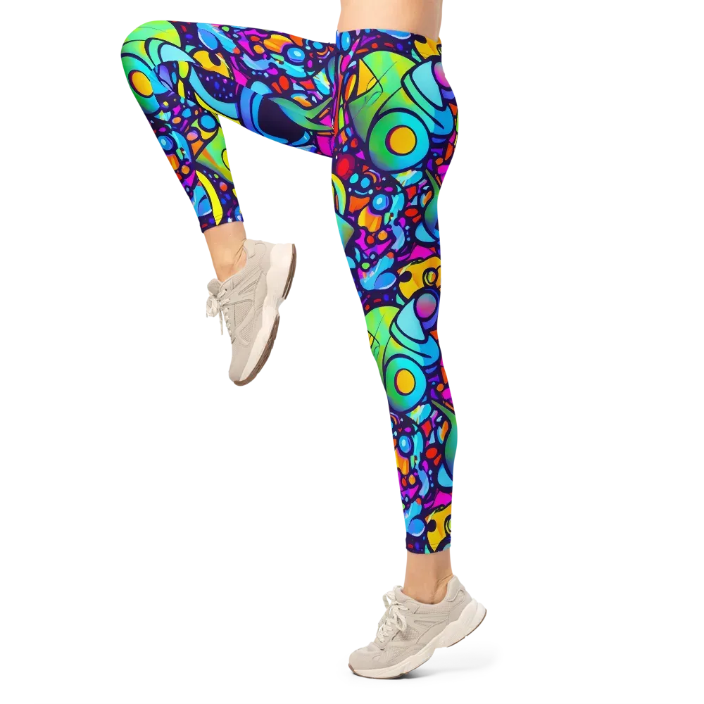 Neon Graffscape on Leggings — Left