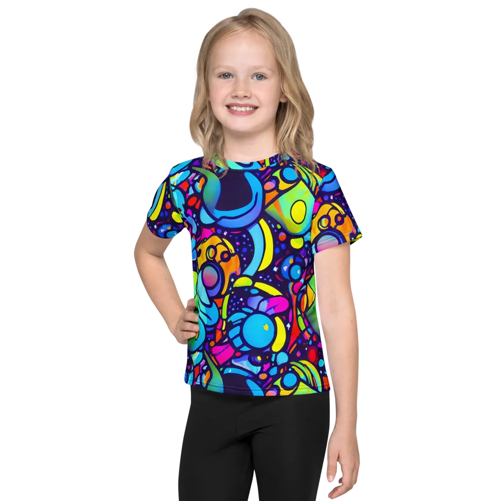 Neon Graffscape on Kids Crew Neck T-Shirt — Front