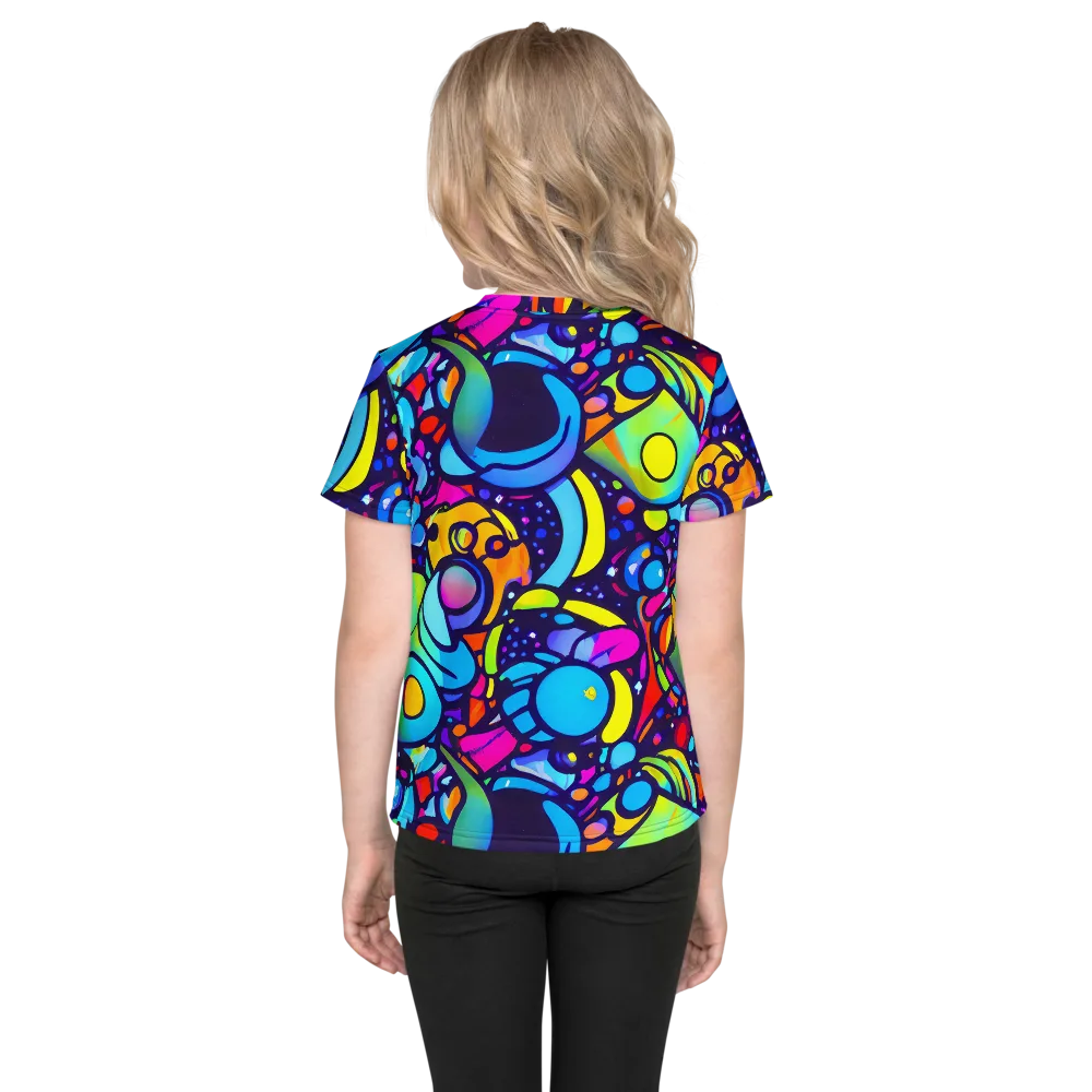 Neon Graffscape on Kids Crew Neck T-Shirt — Back