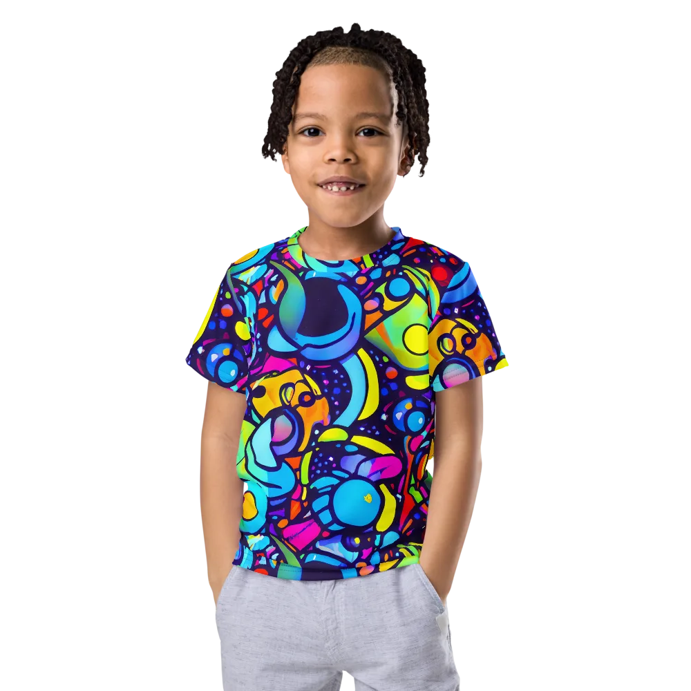 Neon Graffscape on Kids Crew Neck T-Shirt — Front