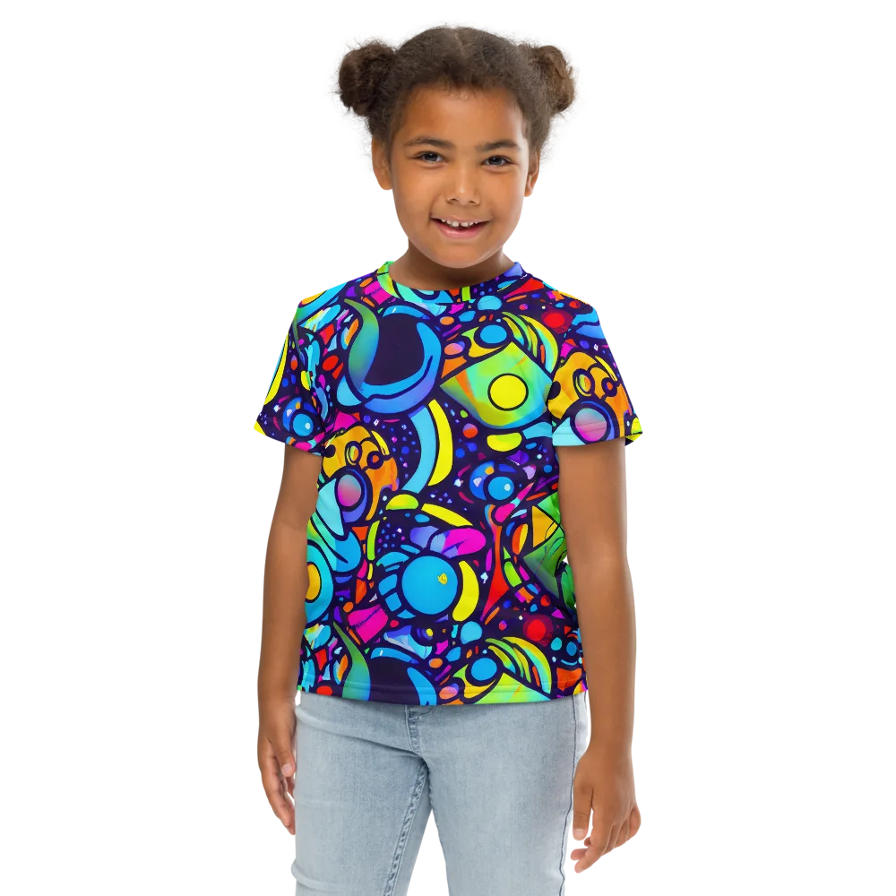 Neon Graffscape on Kids Crew Neck T-Shirt — Front