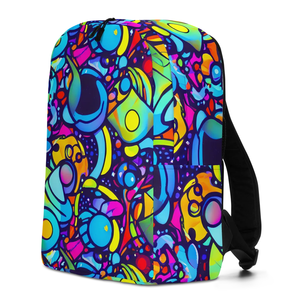 Neon Graffscape on Minimalist Backpack — Left