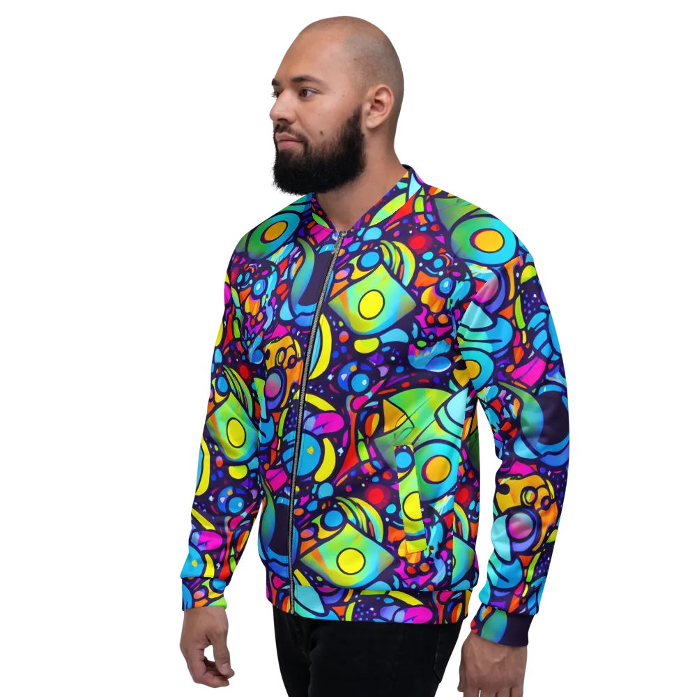 Neon Graffscape on Bomber Jacket — Left