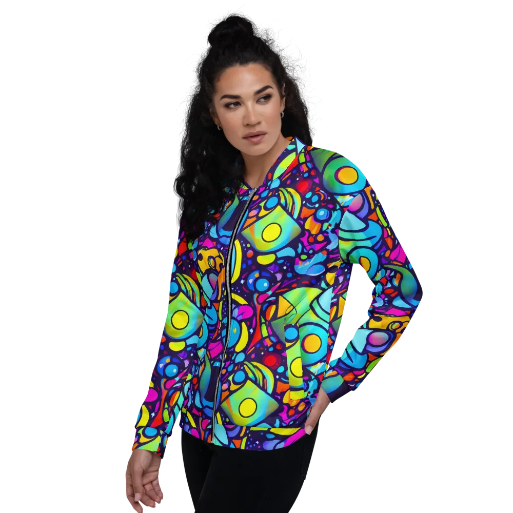Neon Graffscape on Bomber Jacket — Left