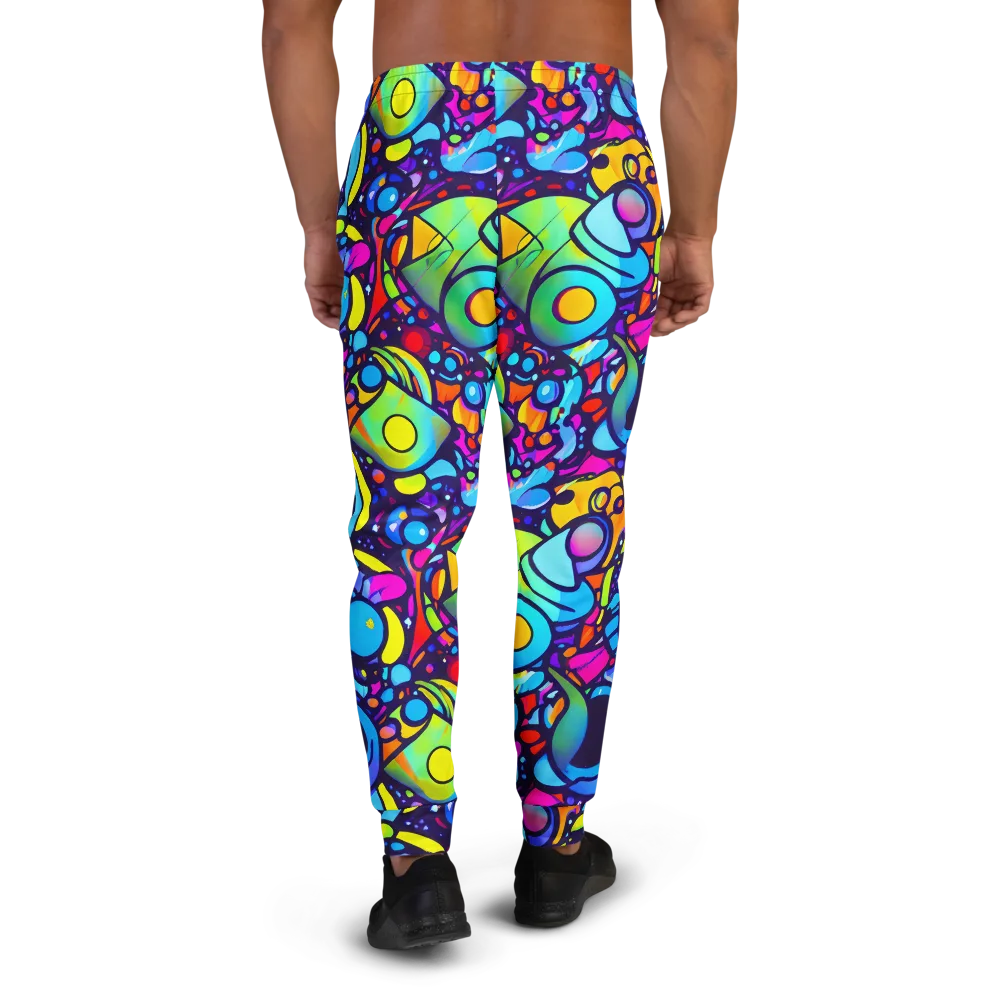 Neon Graffscape on Men's Joggers — Back