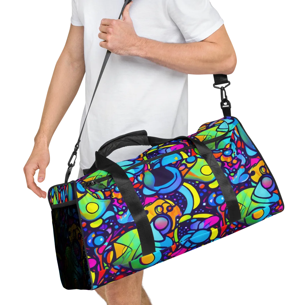 Neon Graffscape on Duffle Bag — Right Front