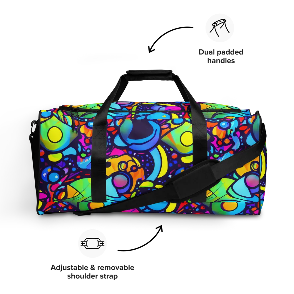Neon Graffscape on Duffle Bag — Front