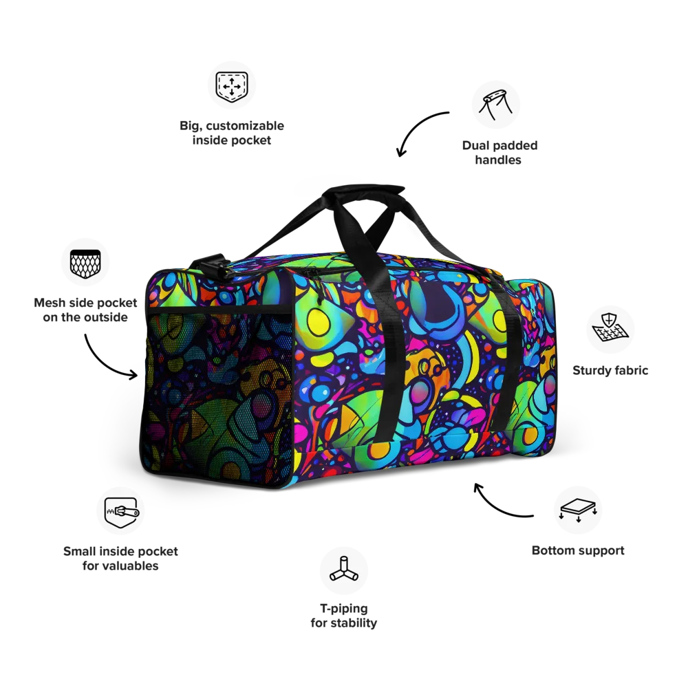 Neon Graffscape on Duffle Bag — Right Front