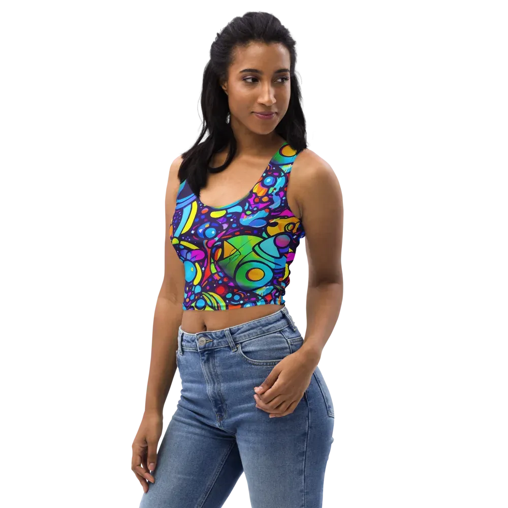 Neon Graffscape on Crop Top — Left Front