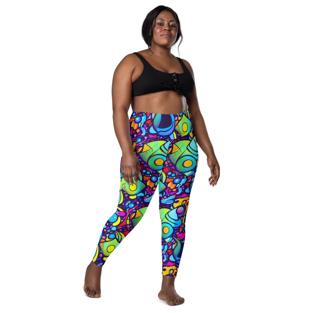 Neon Graffscape on Leggings with Pockets — Front