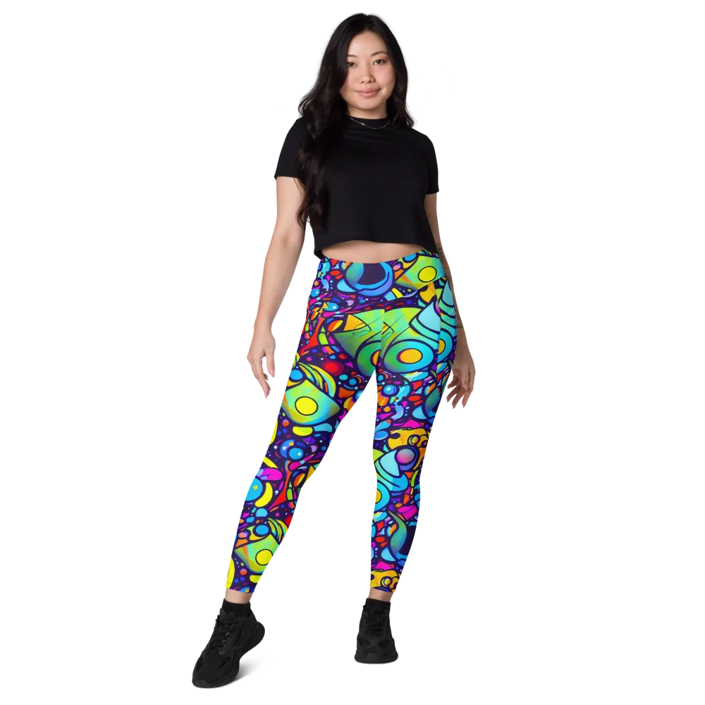 Neon Graffscape on Leggings with Pockets — Front