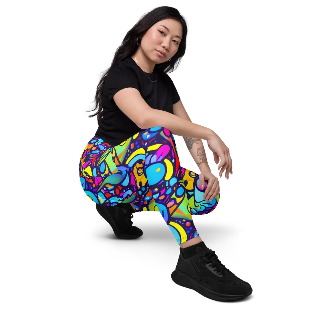 Neon Graffscape on Leggings with Pockets — Right Front
