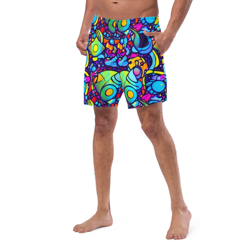 Neon Graffscape on Swim Trunks — Left Front