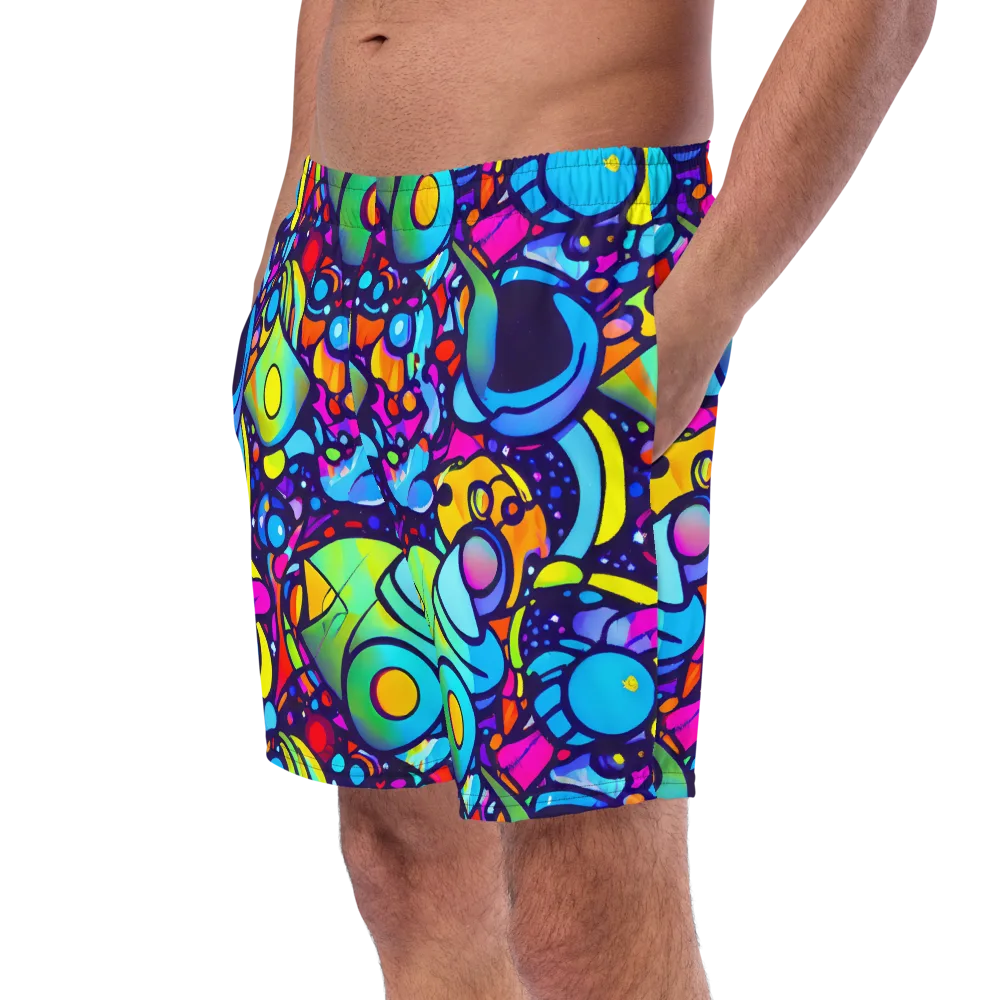 Neon Graffscape on Swim Trunks — Left Front