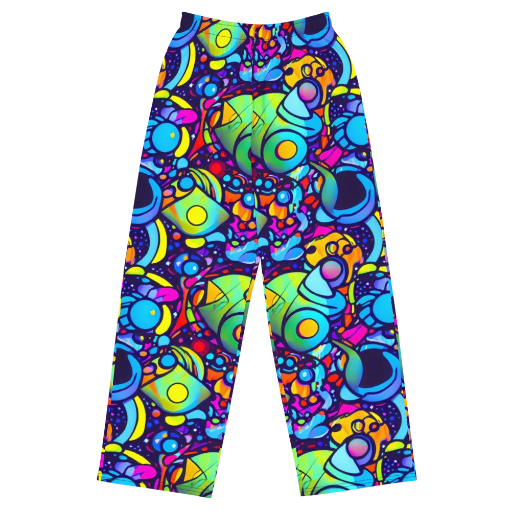 Neon Graffscape on Wide-Leg Pants — Front