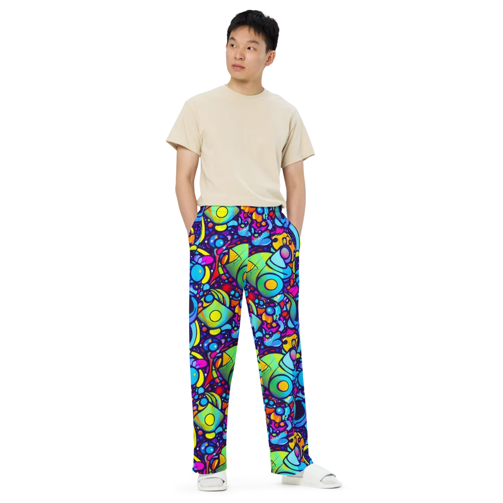 Neon Graffscape on Wide-Leg Pants — Front