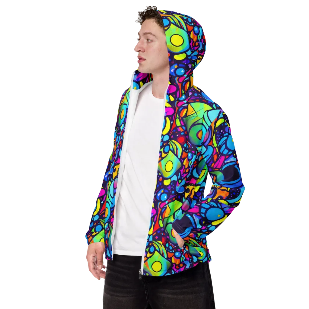 Neon Graffscape on Men's Windbreaker — Left Front