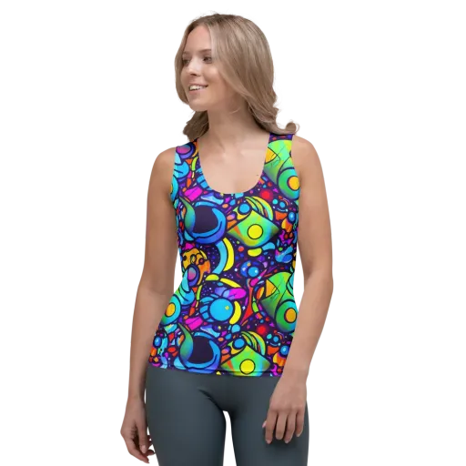 Neon Graffscape on a Women's Tank Top